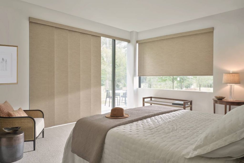 Hunter Douglas shades in a bedroom near White Rock & South Surrey, B.C