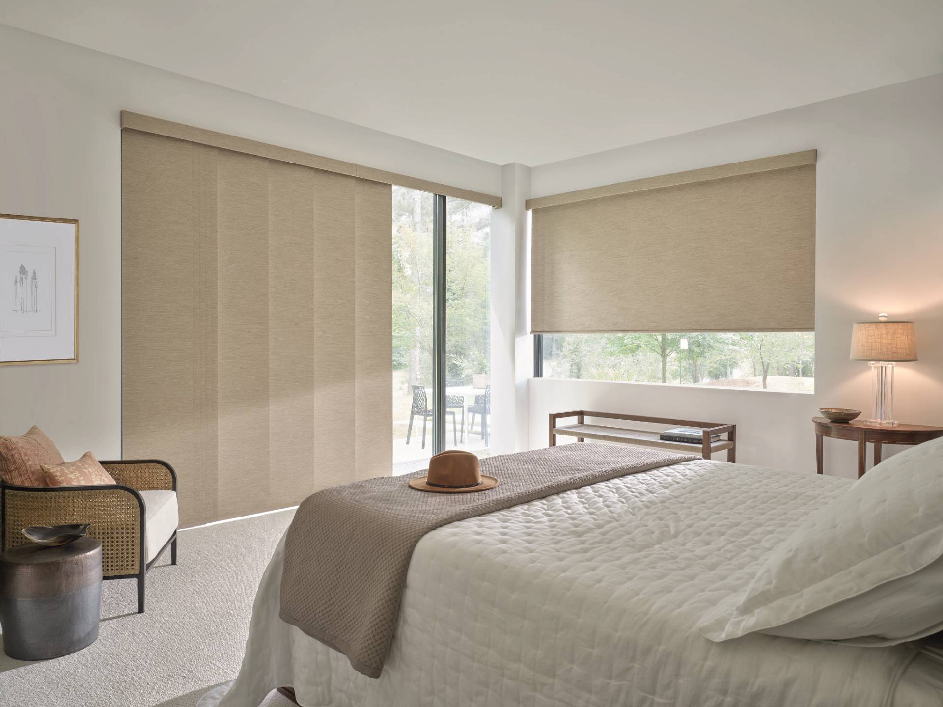 Hunter Douglas shades in a bedroom near White Rock & South Surrey, B.C